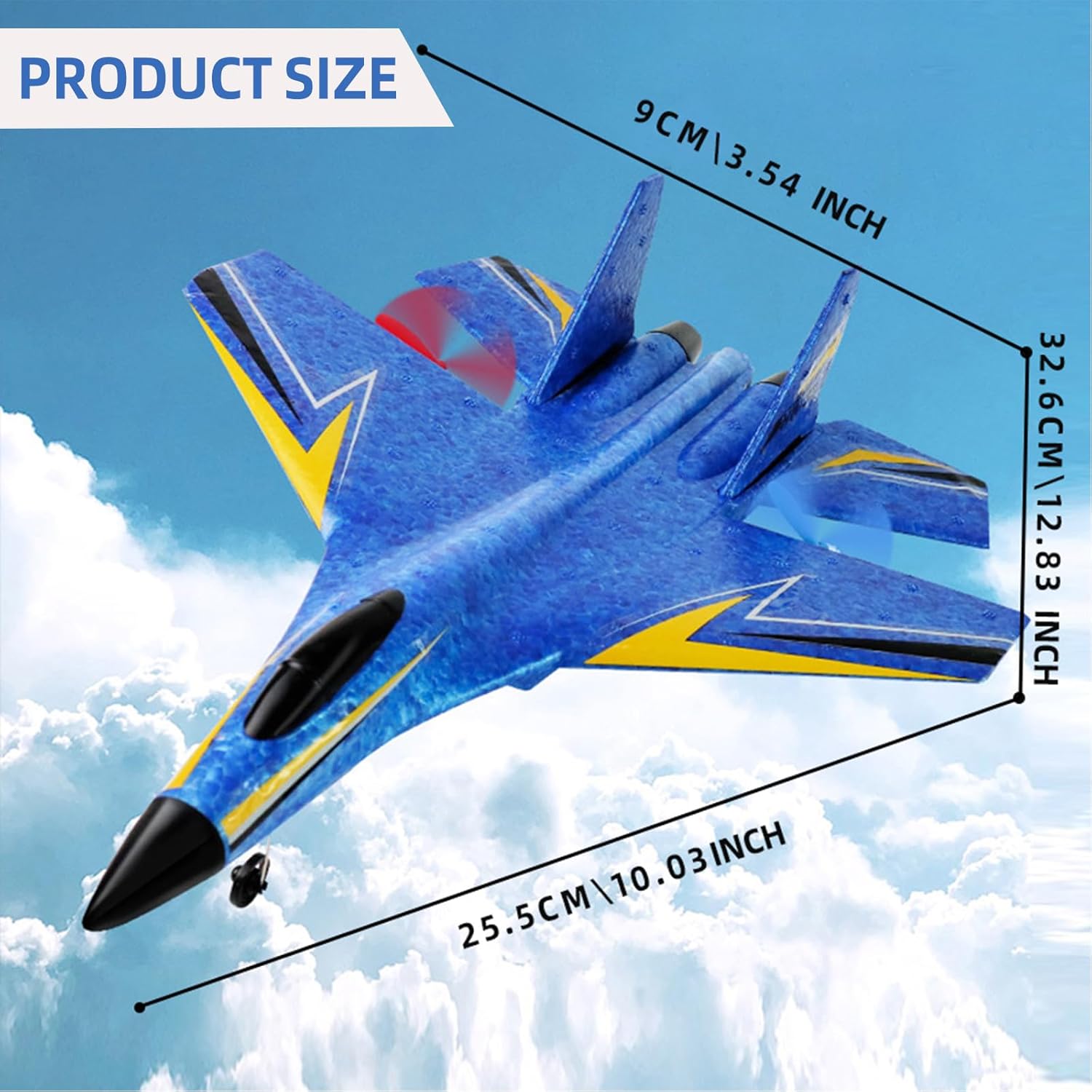RC Airplane with Gyroscope, EPP Material, Remote Control Aircraft with Spare Props, (Yellow)