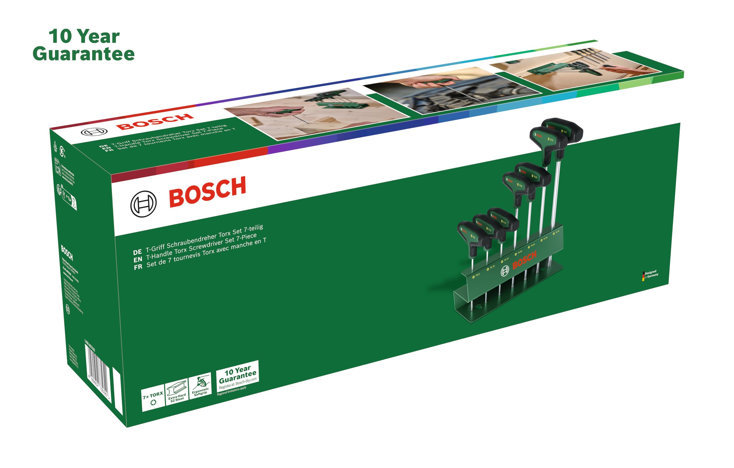 Bosch Set di cacciaviti Torx con impugnatura a T, 7 pezzi (accessorio per utensili manuali)