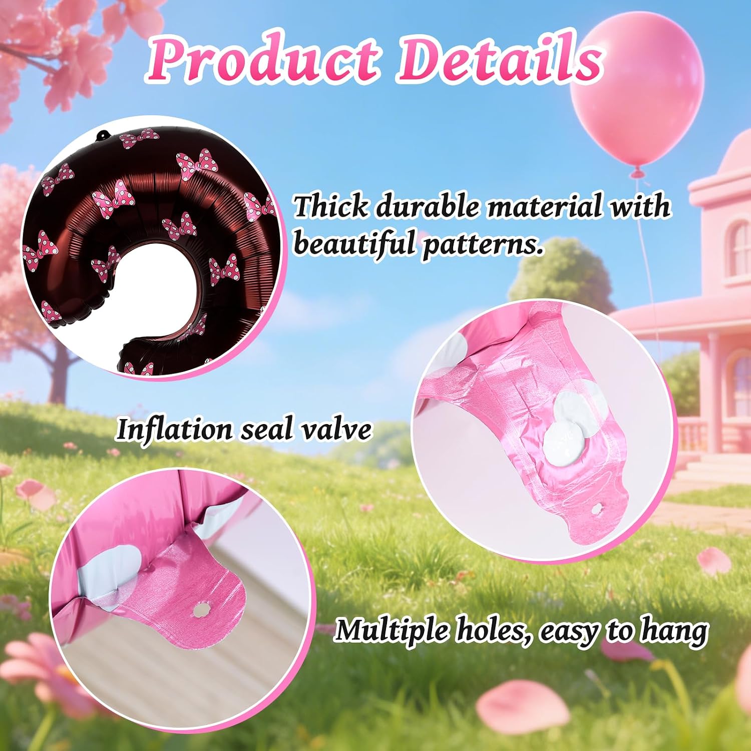40 Inch Pink Cartoon Mouse Number 3 Balloon, Birthday Party Decorations image 4