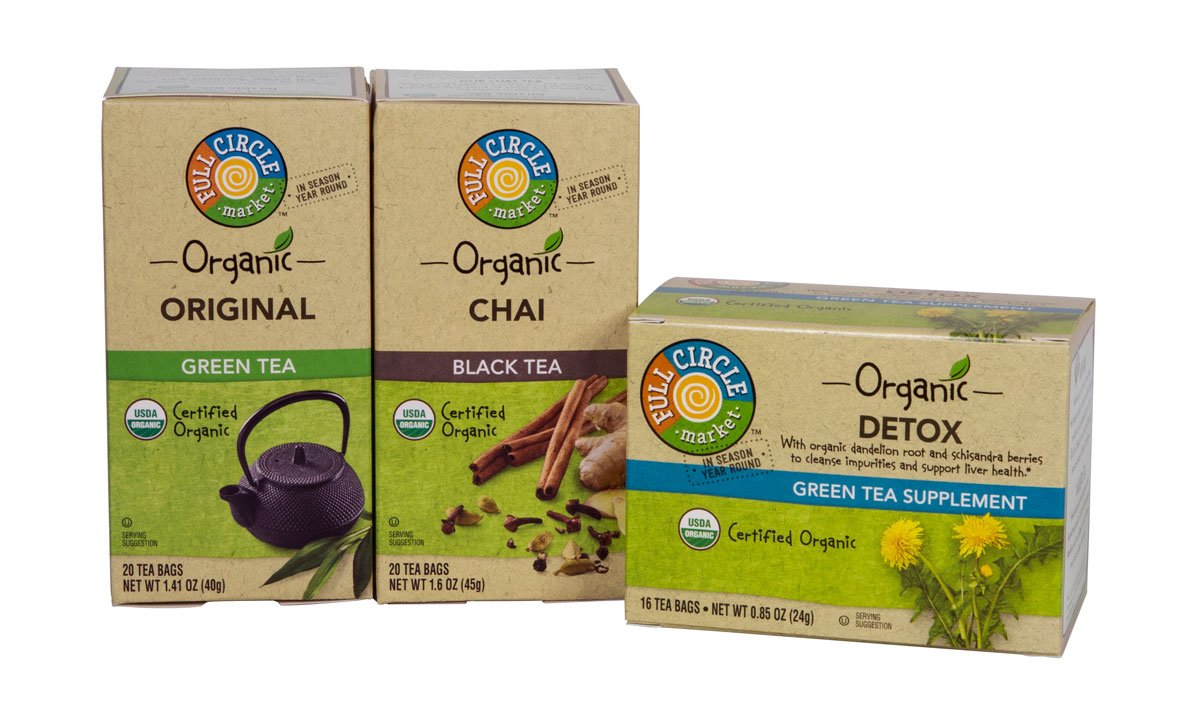 Full Circle Organic Tea 20 Tea Bags Each (2 Pack = 40 Tea Bags) (Green Tea)