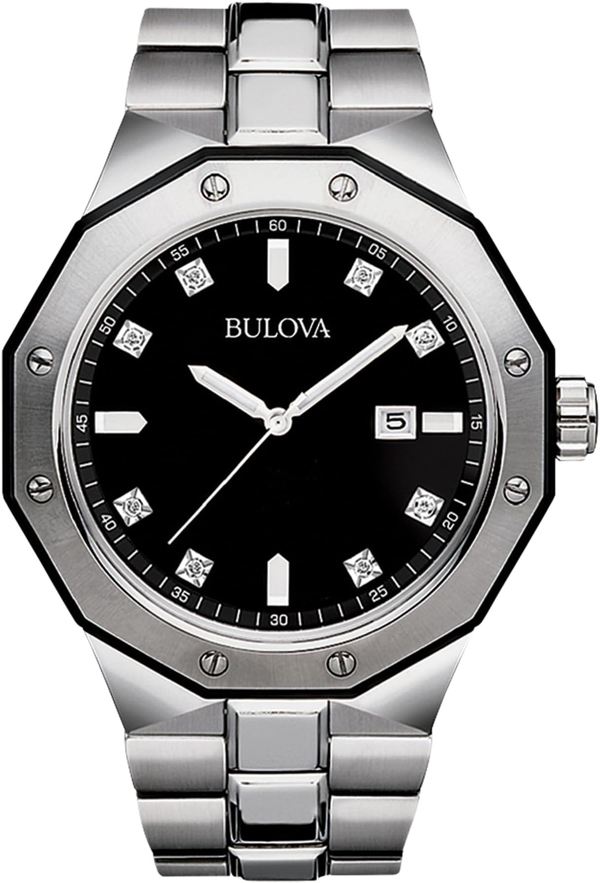Bulova Diamond Analog Black Dial Men's Watch - 98D103