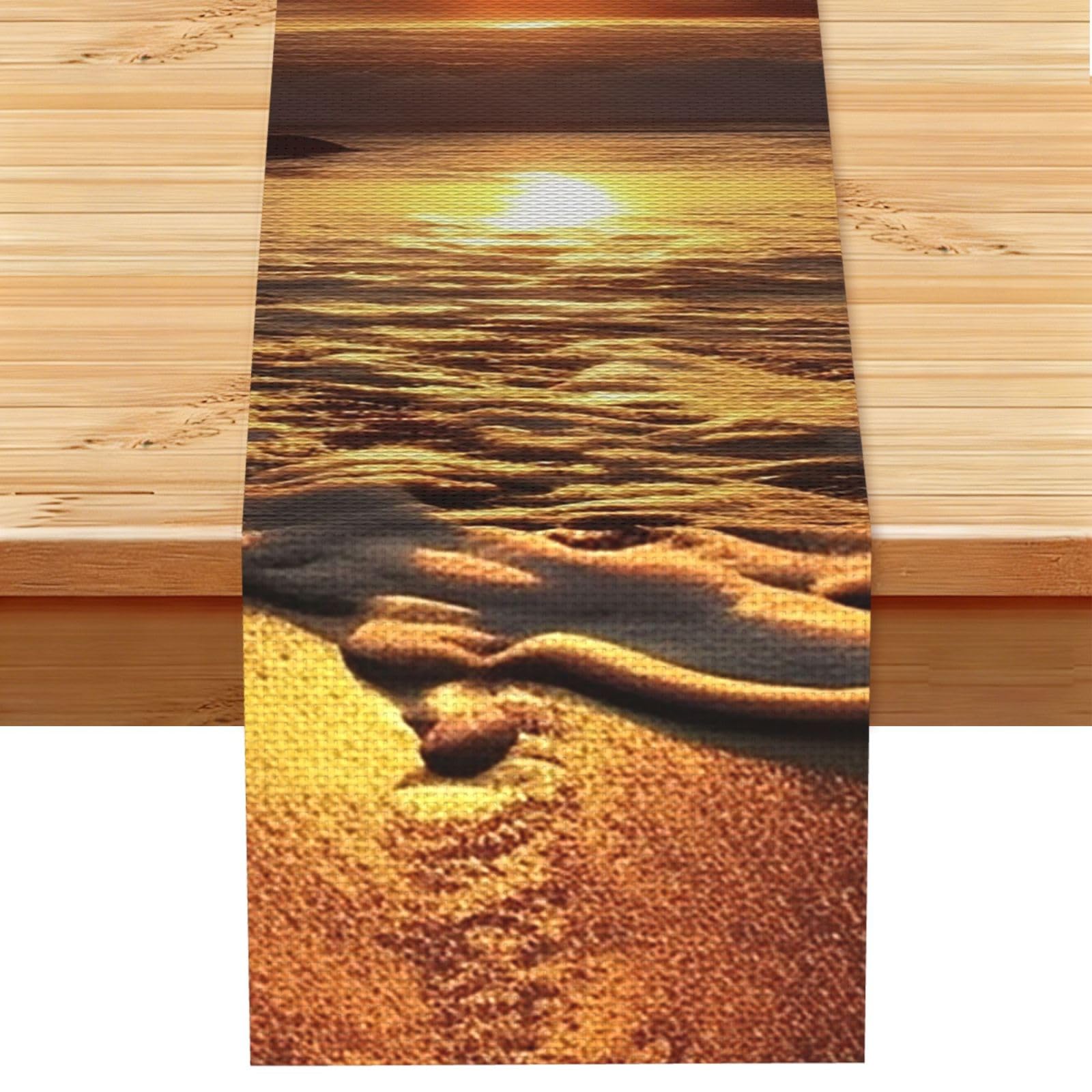 Sunset Table Runner 13x72 Inch Cotton Linen Table Linen Washable Farmhouse Tablecloth Modern Abstract Art Kitchen Dinning Table Decoration for Home Party Decor