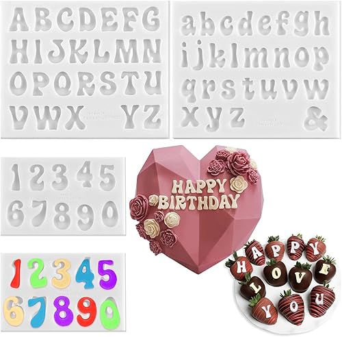 Miniatura 10 de YGAOHF Moldes de chocolate con letras, moldes de letras para chocolate, molde de silicona del alfabeto, 3 moldes de silicona para chocolate