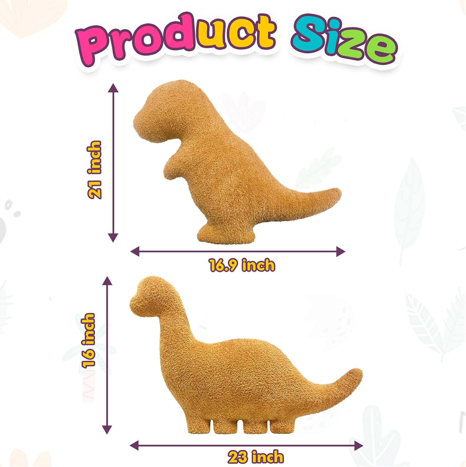 Dino Chicken Plush Nuggets Pillow for Funny Birthday Gifts, Cute Funny Stuffed Animals Toy for Boy and Girl, Dinosaur Gifts for Kids Teens and Adults (2 Pack, Large)