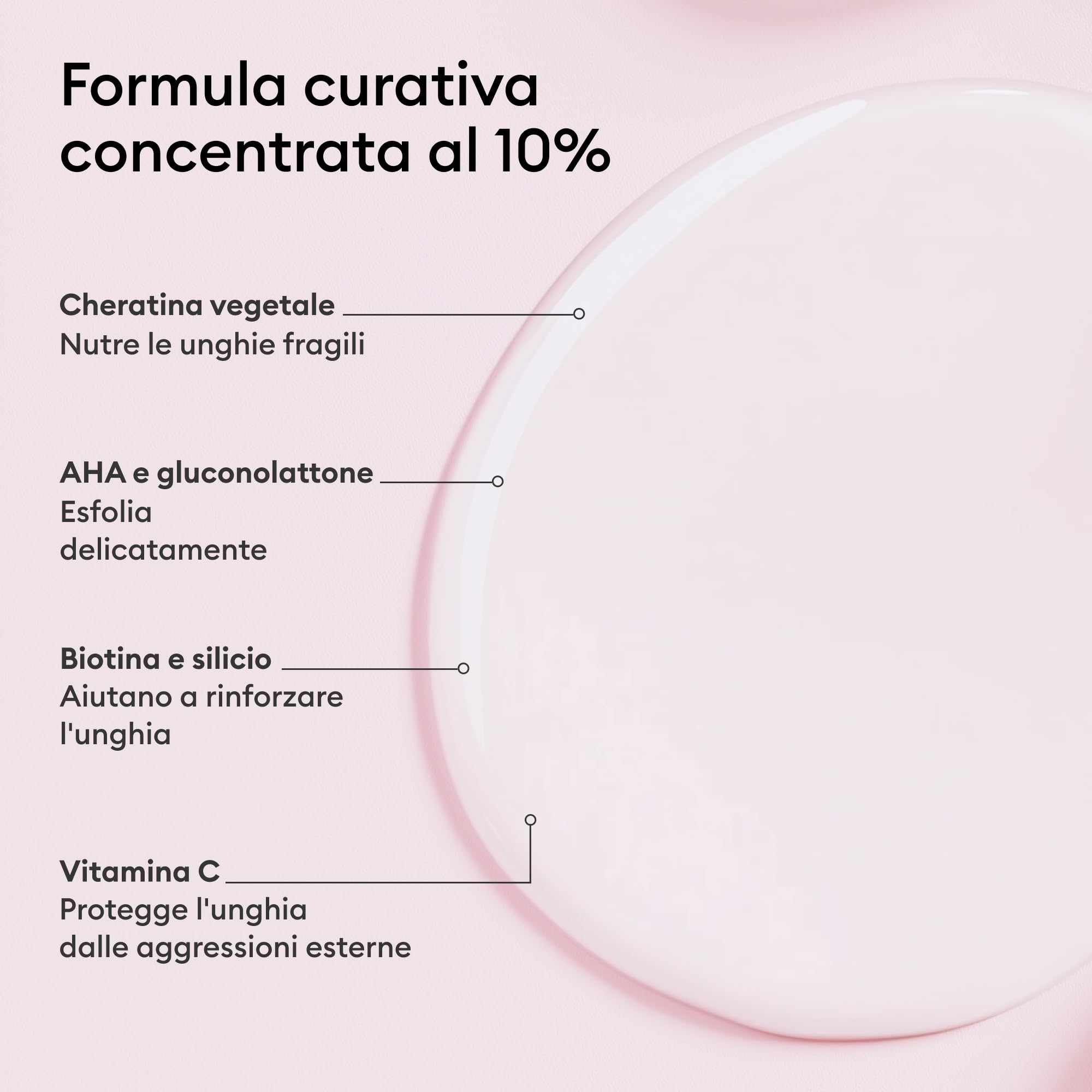 Manucurist Kératine Booster - Indurente Unghie - Smalto Rinforzante Unghie Fragili - Cheratina vegetale, AHA, PHA, MSM, Silicio e Vitamina B8-97,5% ingredienti di origine naturale