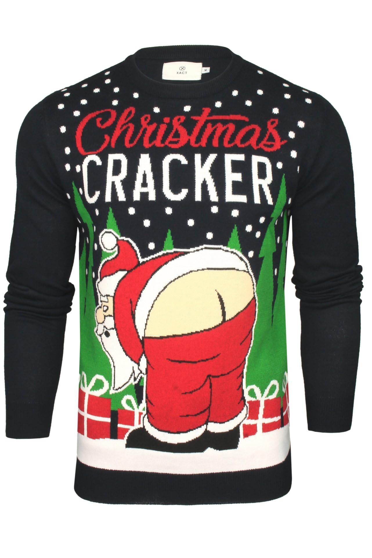 Xact Men's Christmas Jumper, Novelty Funny Naughty Theme (Christmas Cracker) M