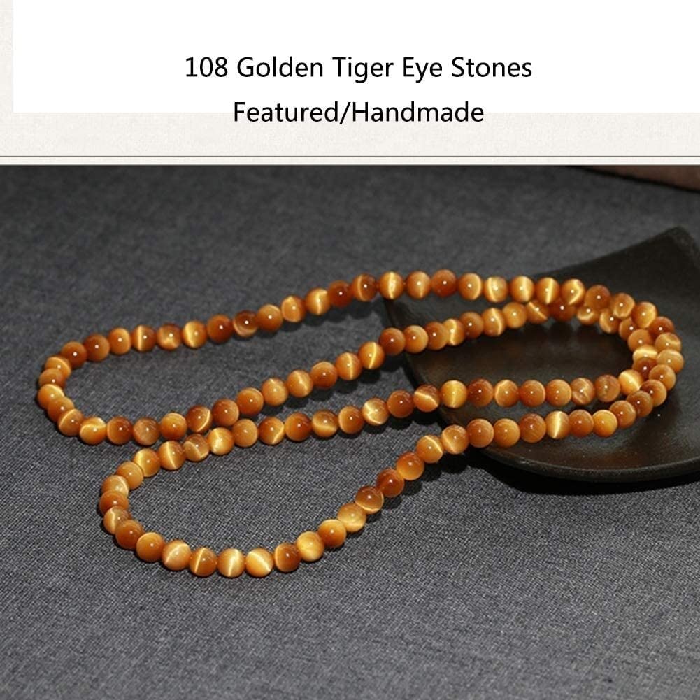 Panzhu-Armband, buddhistischer Rosenkranz, 108 Tigerauge-Stein-Armband, 6 mm Gebetsperlen, mehrere Kreise, Mala, tibetisch-buddhistische Halsketteu2014Sammlungsebene (Farbe: Gelb, 6 mm)