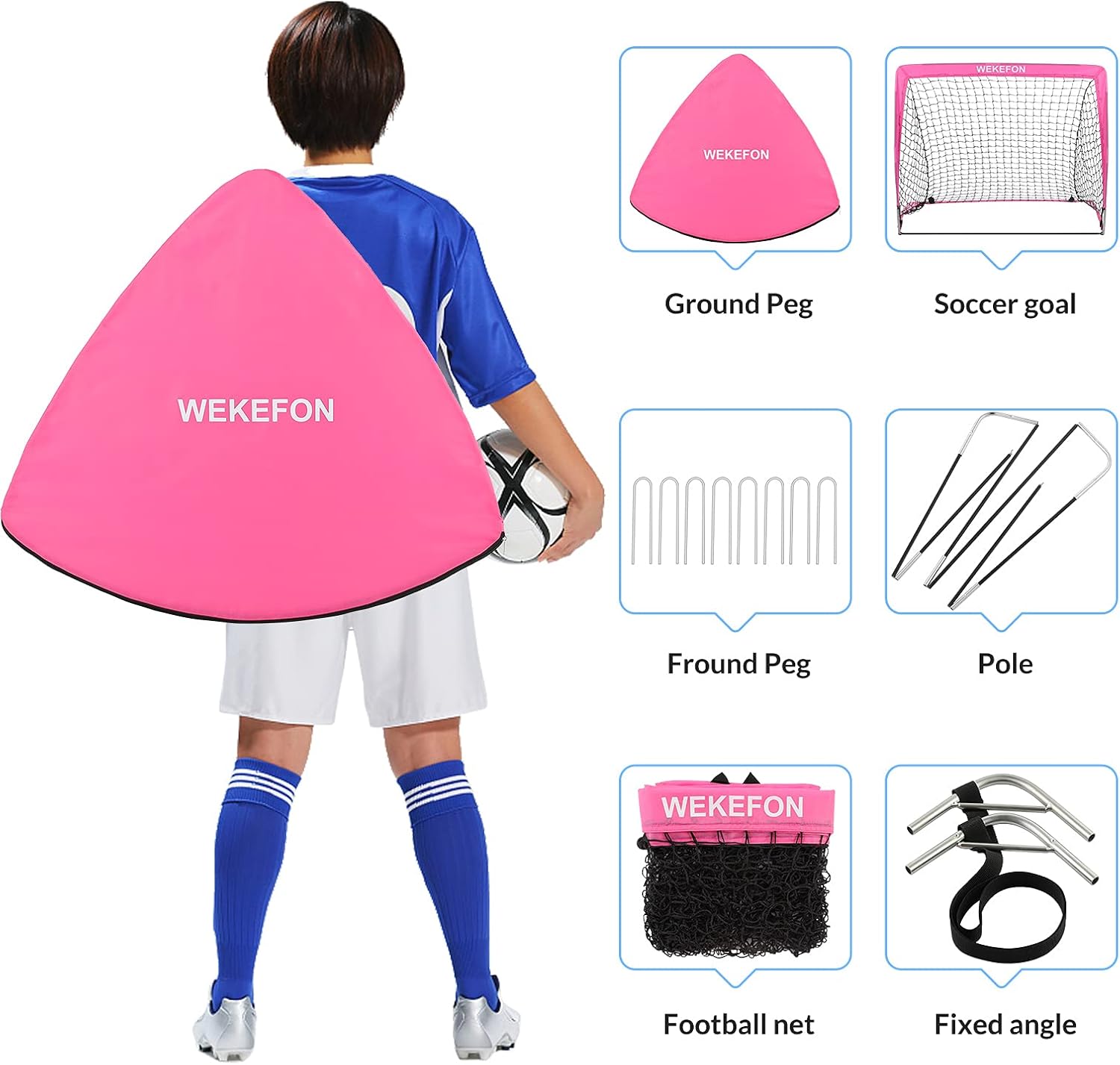 WEKEFON Kids Mini Soccer Goals, Set of 2 - Size 2.9'x2.4' Pop-Up Soccer Nets with Carry Bag Portable Folding Soccer Goal for Backyard Indoor Outdoor Games for Kids Age 1-6 Years Old : Sports & Outdoors