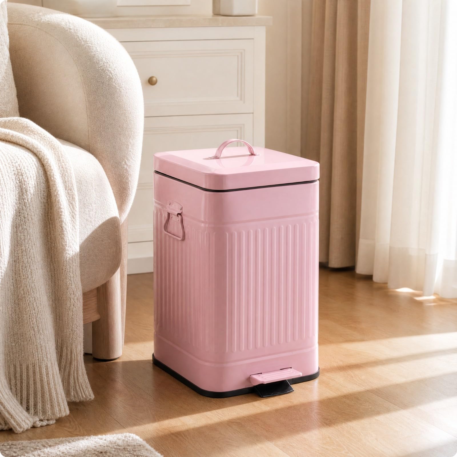 predolo Cubo 12 litros con Pedal Silencioso Cubo con Tapa Cierre Libres Barero para Baño, Dormitorio, Sala, Plateado, 12L