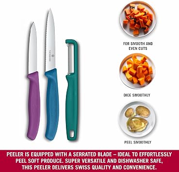 Victorinox 6.7116.33C1 Swiss Classic 3lü Bıçak ve Soyacak Set, Renkli