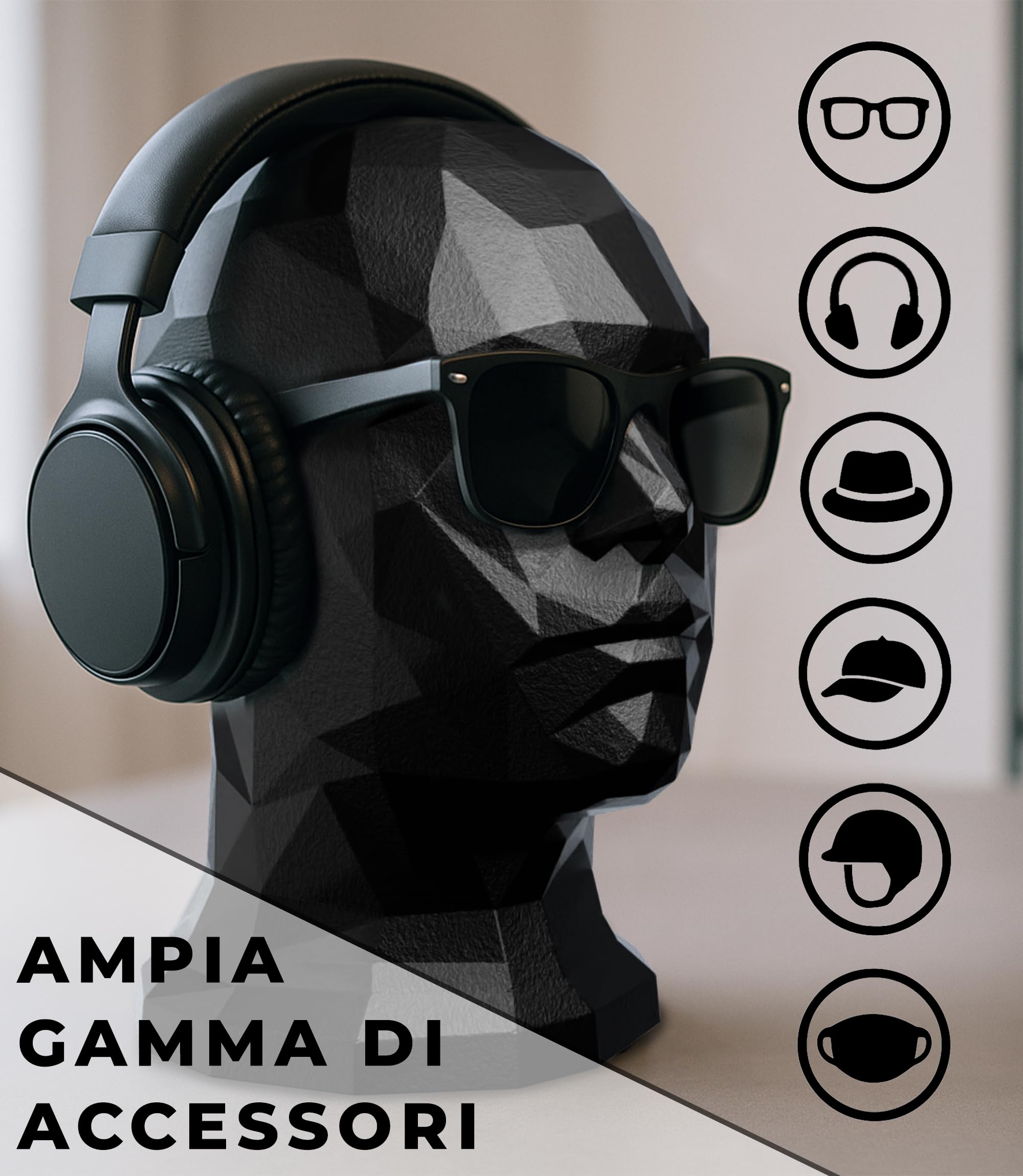 Testa manichino uomo espositore per cappelli caschi gioielli e accessori – supporto elegante per vetrine conservazione e decorazione ideale per negozi o casa