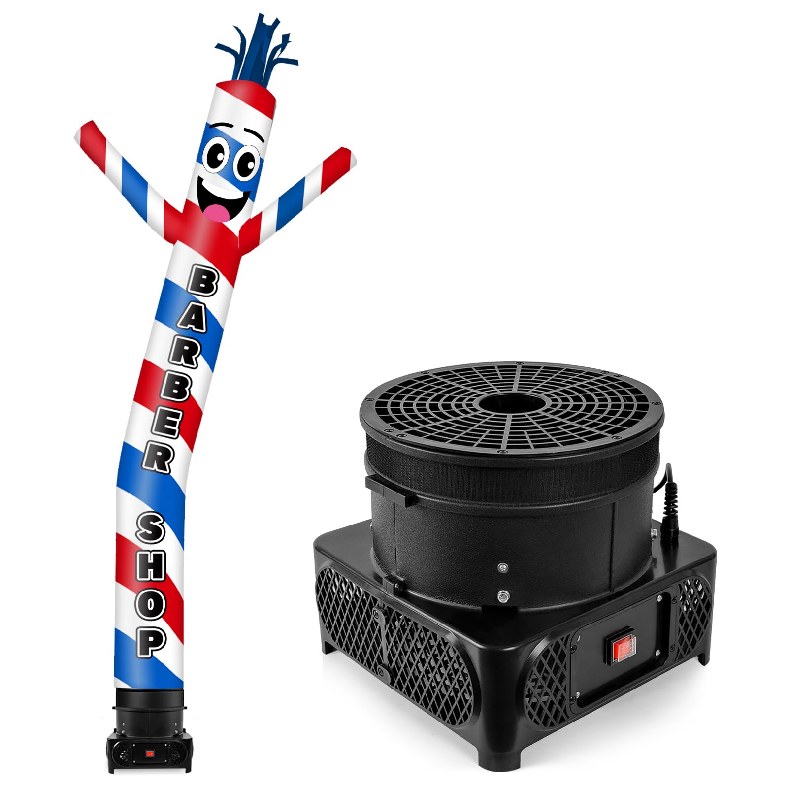 Photo 1 of GOODENY 10FT Tall Barber Shop Inflatable Tube Man Wacky Wavy Dancing Guy with 3/4 HP Weather-Resistant Blower (12''Diameter) for Outdoor Decoration Advertising Business Promotion