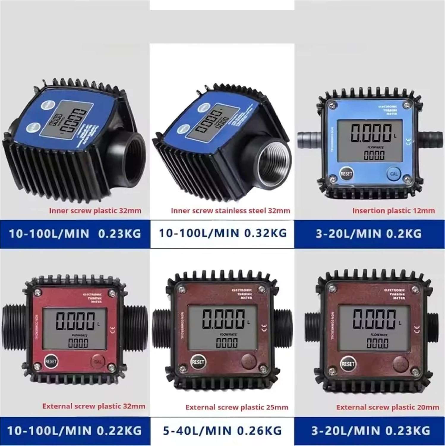 1pcs K24 Electronic Turbine Flow Meter Plastic Stainless Thread Digital Gear Flowmeter(PPS Insertion)