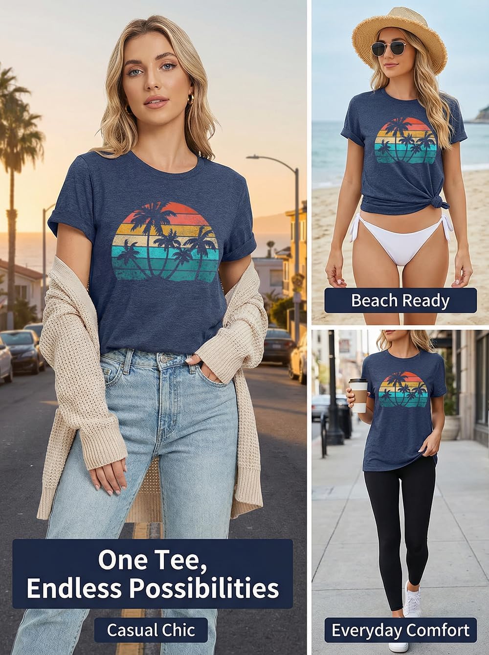 Hawaiian Shirts for Women Palm Trees Beach Graphic Tee Tops Summer Vacation Short Sleeve Tshirt Tops - Image 6