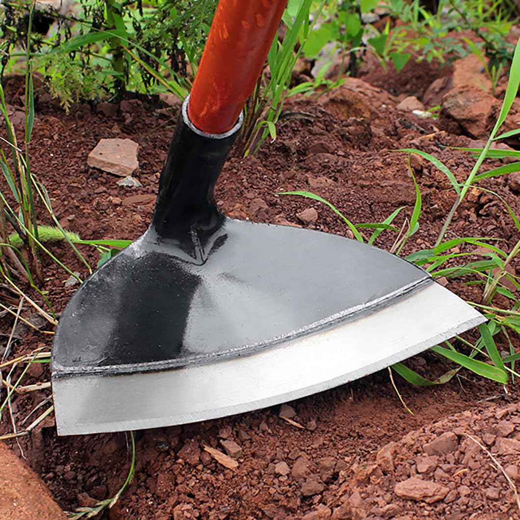 Zappetta per erbacce da giardinaggio in acciaio per impieghi gravosi, zappa da giardino a testa cava in acciaio inox, zappetta per erbacce da giardino, attrezzi da giardino (31.8cm)