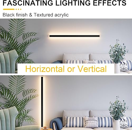 Vista 72 de Paquete de 2 luces para exteriores, moderna lámpara de pared para exteriores, tira larga, aplique de pared LED IP65, luz cálida antioxidante, 3000