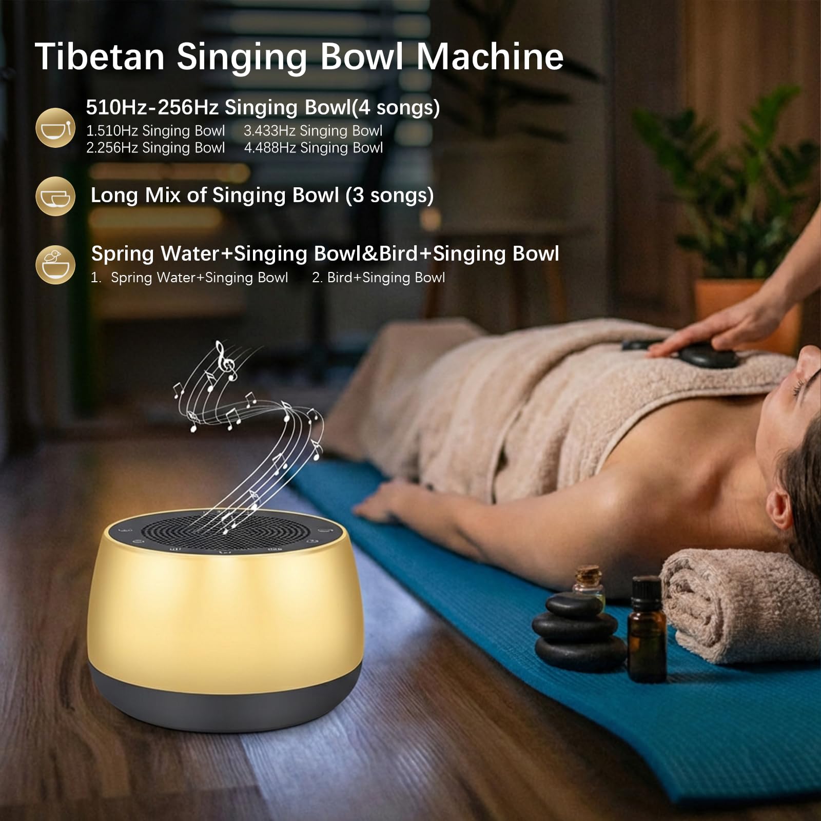 Gemmac Cuencos Tibetanos Electrónico Cuenco Sonoro de Meditación Equilibrio los Chakras Instrumentos Baño Sonido Accesorios Yoga para Relajación Promueve Paz, Curación de Chakras Atención Plena