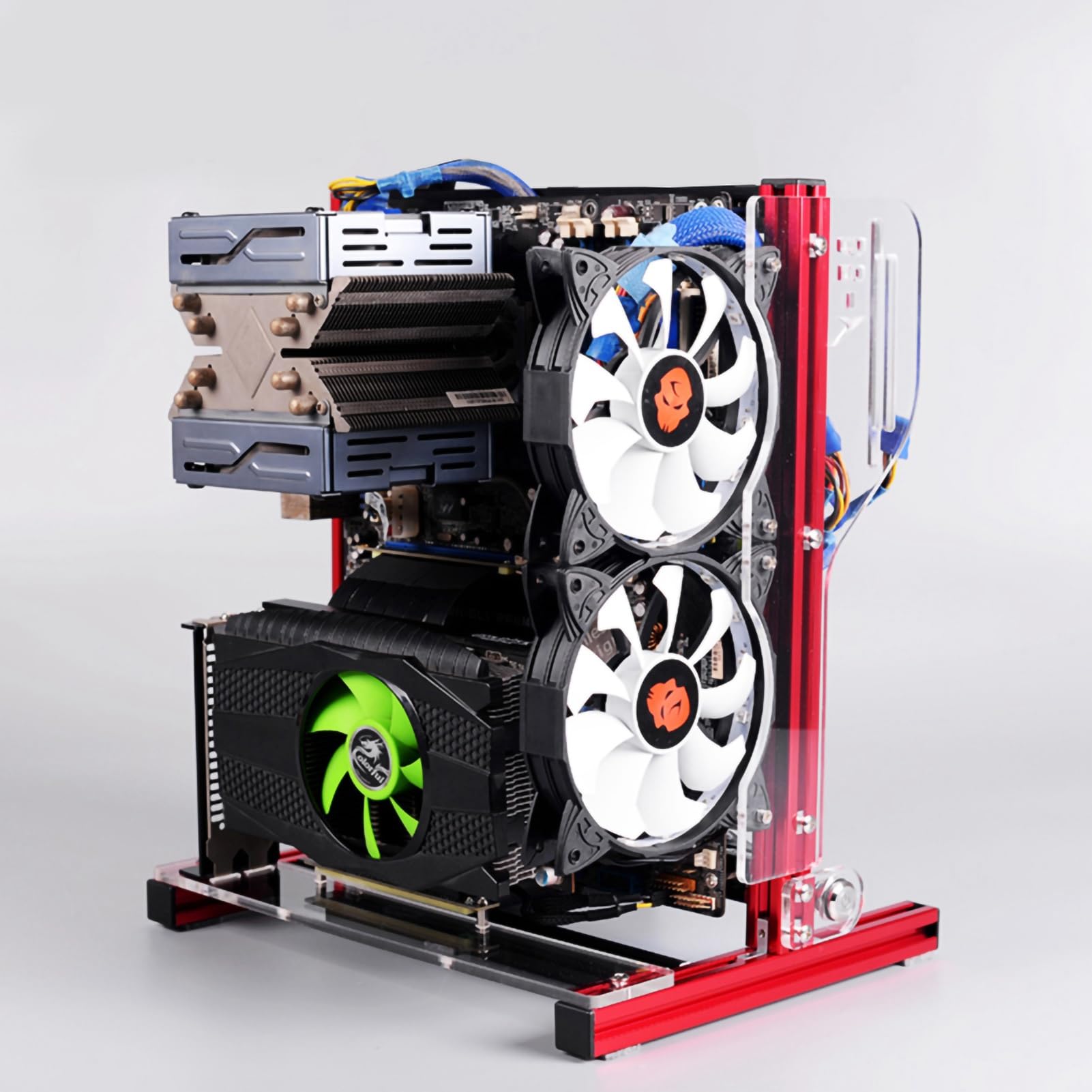 Sxhlseller Banco de Pruebas de PC de Marco Abierto |Bastidor de Chasis de Aluminio ATX M-ATX ITX para Overclocking Vertical, Carcasa de Computadora Barebone DIY con Soporte de Fuente de Alimentación