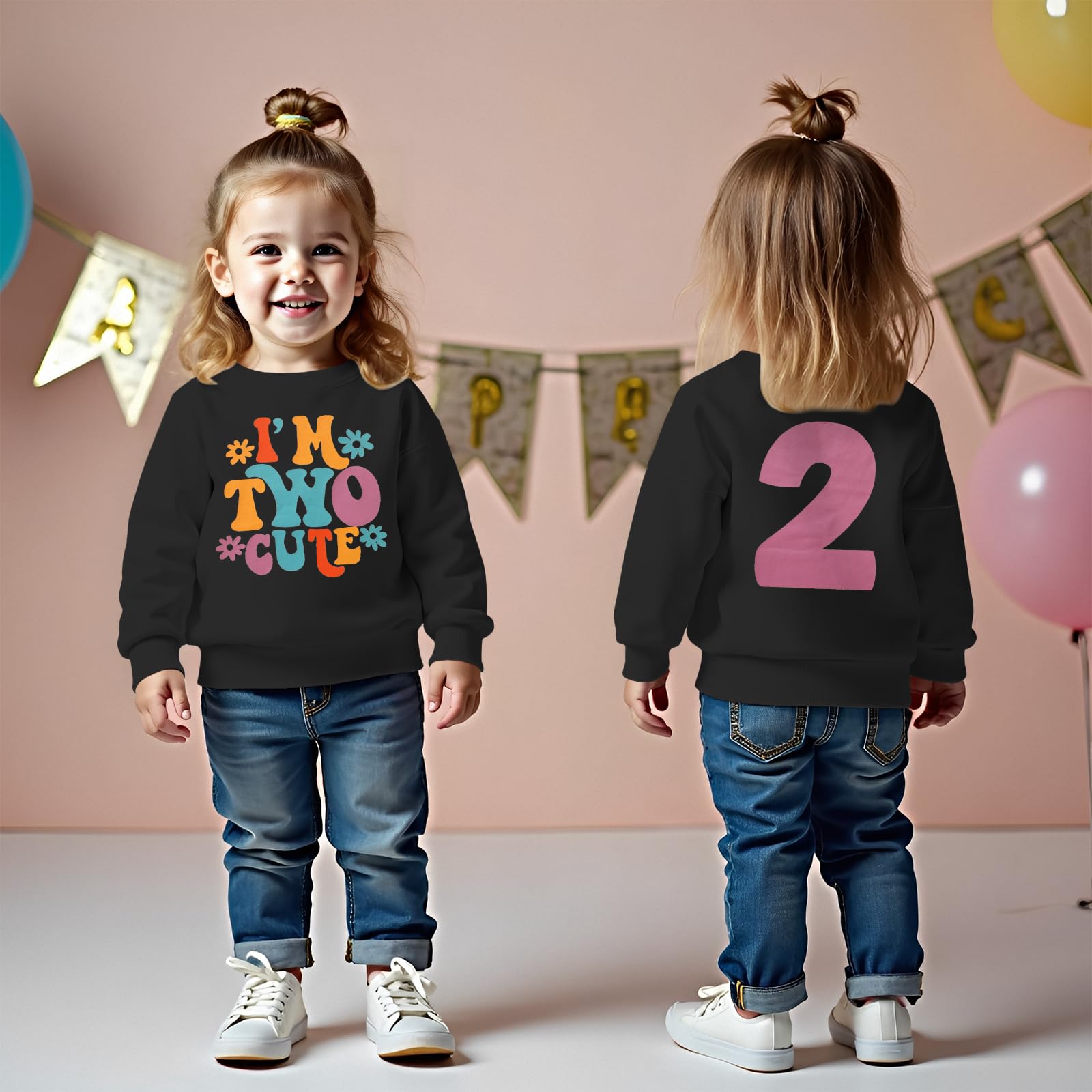 CM C&M WODRO 2° compleanno ragazza felpa "I'm Two Cute" stampante maglione secondo compleanno abbigliamento bambino bambino girocollo manica lunga annuncio abbigliamento autunno inverno maglione