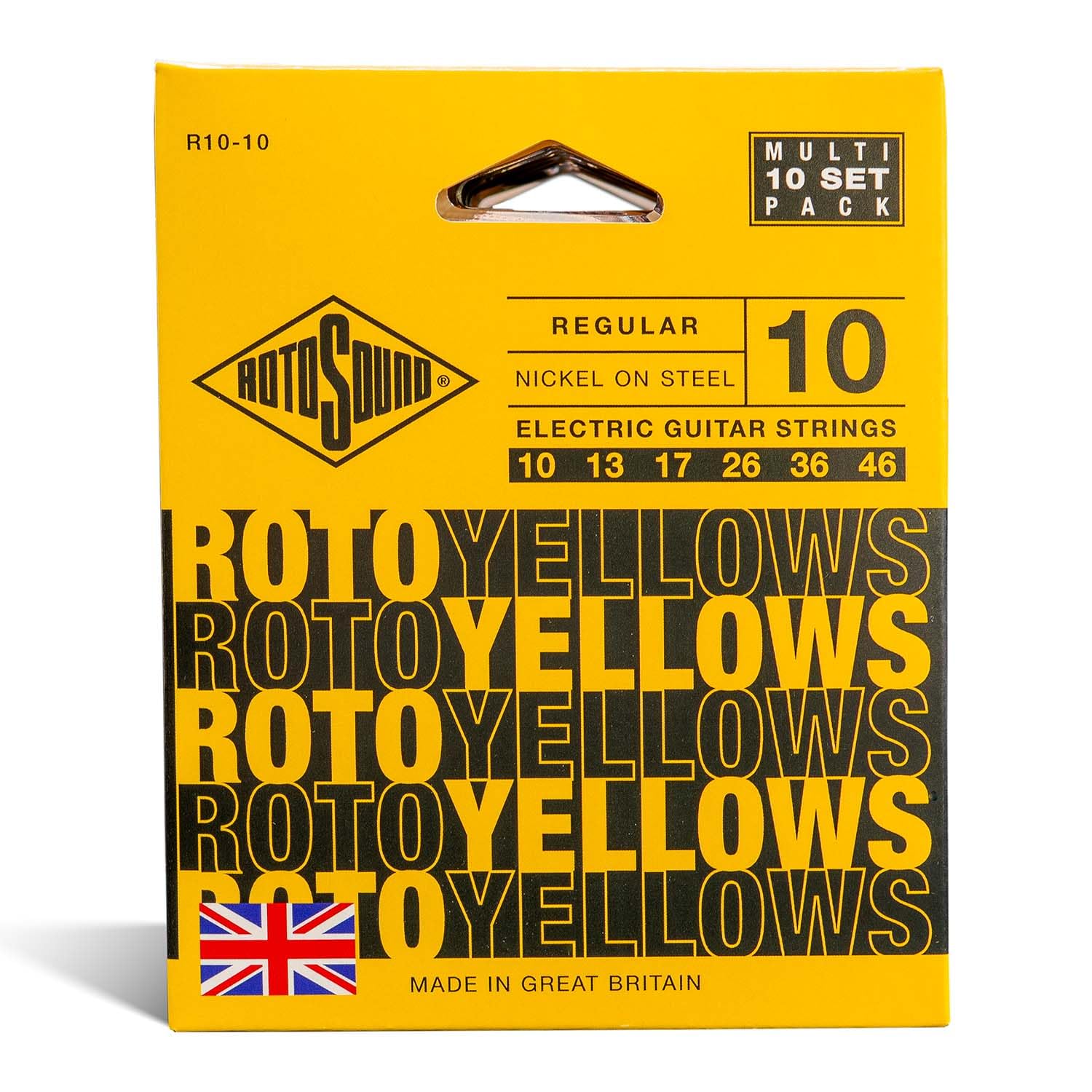 Rotosound R10-10 (Roto Yellows) - Cuerdas para guitarra eléctrica, paquete de 10