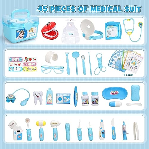 Miniatura 7 de STEAM Life Kit de médico para niños, 45 piezas de kit de médico para niños pequeños de 3 a 5 años, kit de doctor para niños, juguetes de doctor para