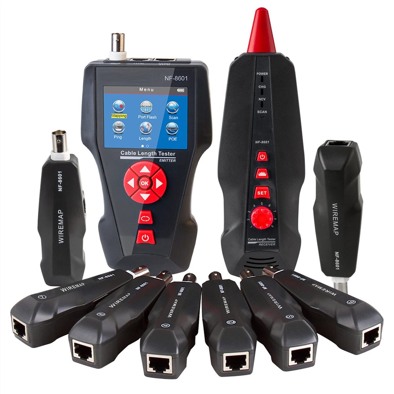 Tester kabli sieciowych, Oryginalny Updated Funkcja Multipurpose Linia Tracker POE-PING Tester pomiaru długości kabel z 8szt zdalnego NF8601W