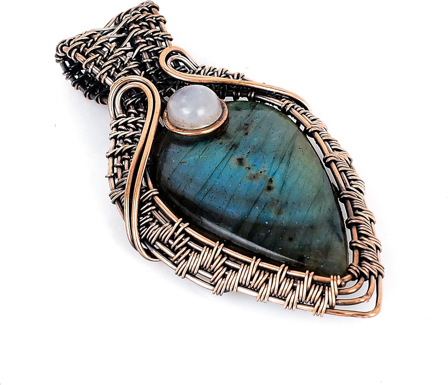 Tanay Gems and Jewels Labradorite Copper Pendant, Handmade Wire Wrapped Gemstone Jewelry, Rainbow Moonstone Gift for Her, Unique Copper Wire Pendant - Image 3