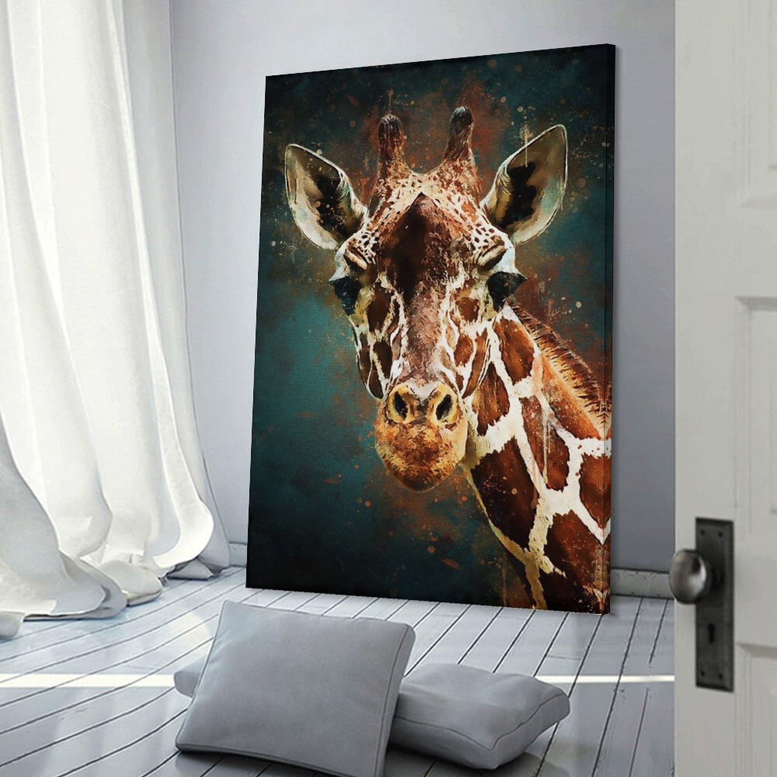 Junmoney Splatter Giraffe Wall Art Print 20x30inch(50x75cm), for Art Walls, Layered Displays Or Homes, Wall Decor Suited to Curated Displays