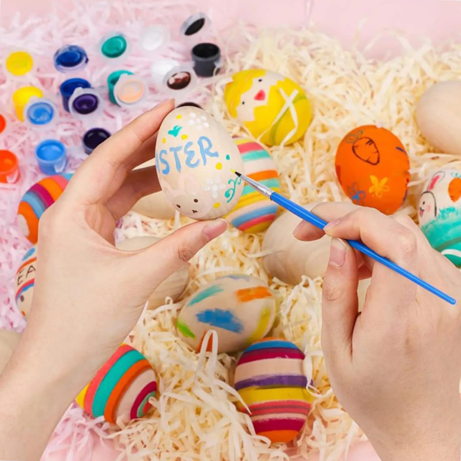 15 Uova Di Pasqua In Legno, Grandi 6x4 Cm, Bianche, Marroni E Non Verniciate, Per Decorazione E Fai Da Te