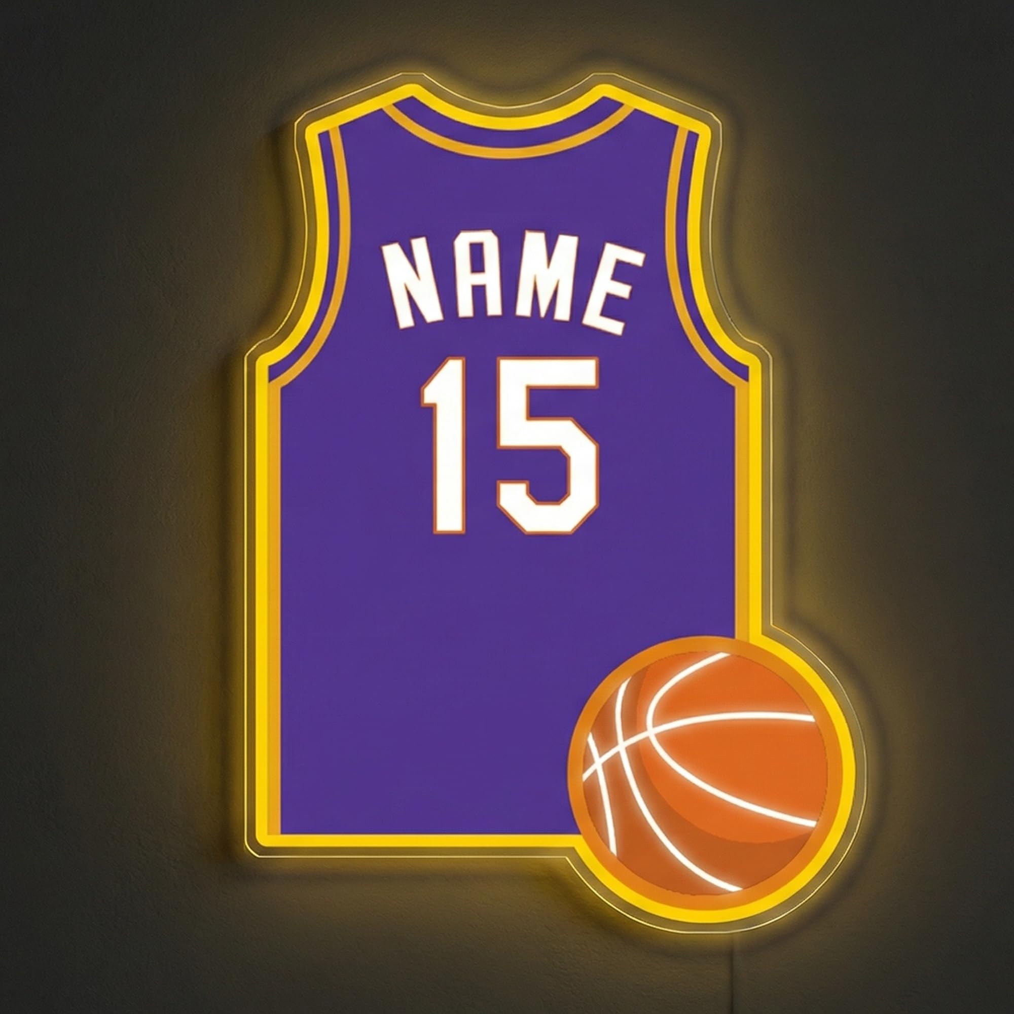 Personalised Basketball Jersey Neon Sign, Custom Basketball Neon Light for Wall Decor, Customizable Sports Led Light Up Signs for Bedroom Sports Decor Party Bar Man Cave, Christmas Birthday Gift
