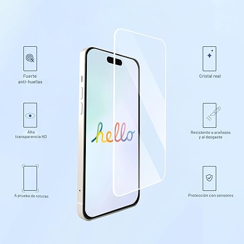 Vista 2 de Ailun Paquete de 3 protectores de pantalla para iPhone 16 [6.1 pulgadas] + 3 protectores de lente de cámara con marco de instalación, película