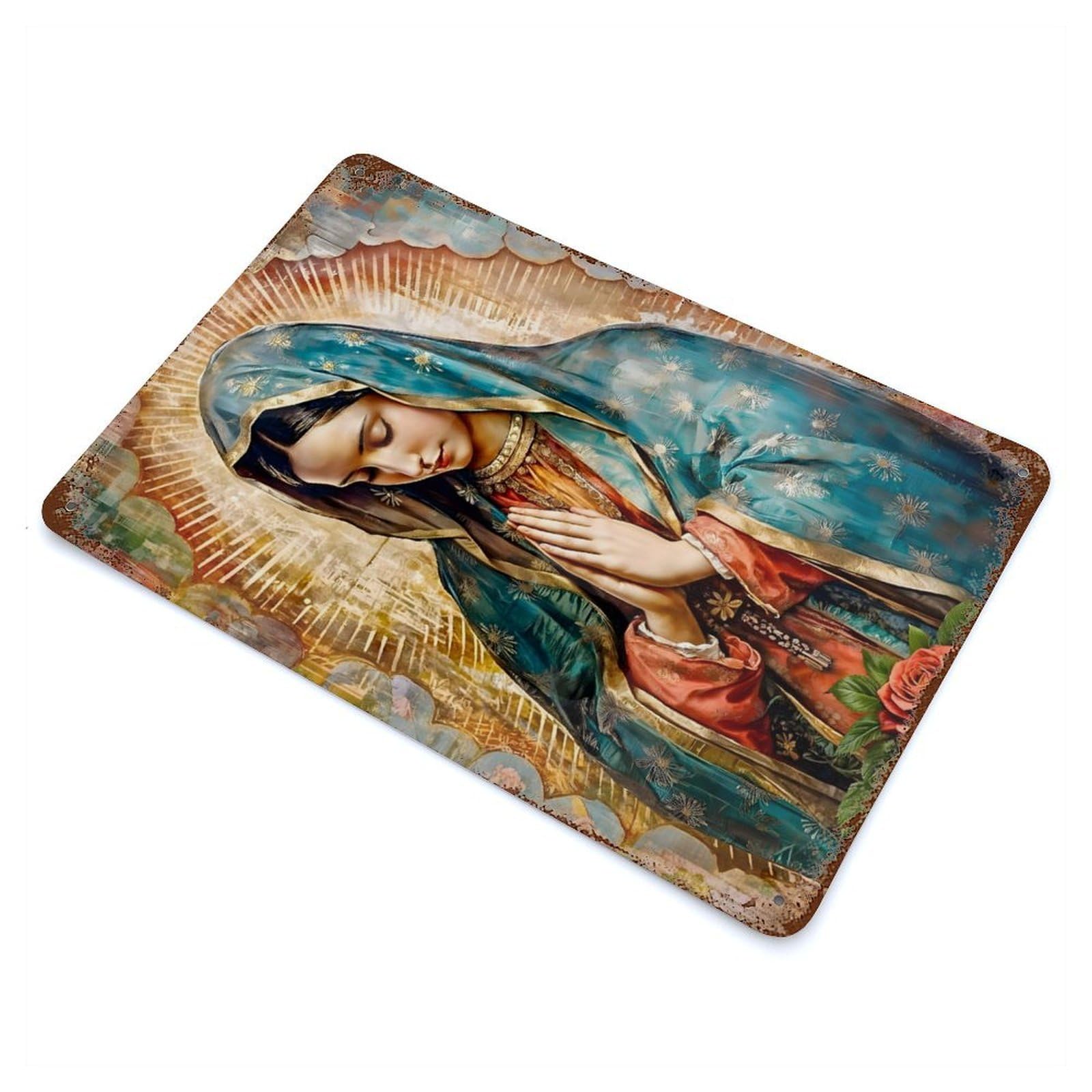 Virgin of Guadalupe Vintage Metal Tin Sign 11.8"x7.9", Retro Wall Decor for Office, Studio And Wall Decor