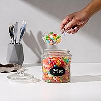 Vista 2 de KooK Tarros de almacenamiento de vidrio con tapas, 29 onzas (juego de 2), recipientes de cocina para azúcar, galletas, bolas de algodón, recipientes