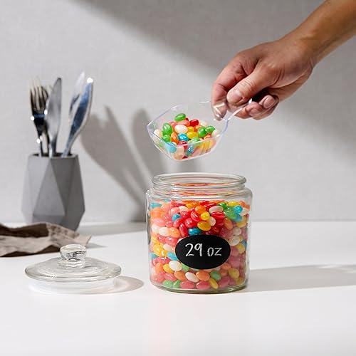 Vista 2 de KooK Tarros de almacenamiento de vidrio con tapas, 29 onzas (juego de 2), recipientes de cocina para azúcar, galletas, bolas de algodón, recipientes