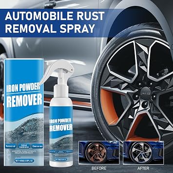 2Pcs Iron Powder Remover Spray,Car Rust Removal Spray,Quick-Acting Rust Converter,Multi-Functional Car Rust Removal Sprays,Multipurpose Rustout Instant Rusts Remover Sprays for Metal,Tools,Cars,Chains