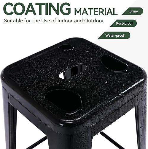 Miniatura 4 de Taburete Vogue Furniture Direct de 24 pulgadas, taburete de metal sin respaldo, taburete alto para encimera de interior o exterior con asiento