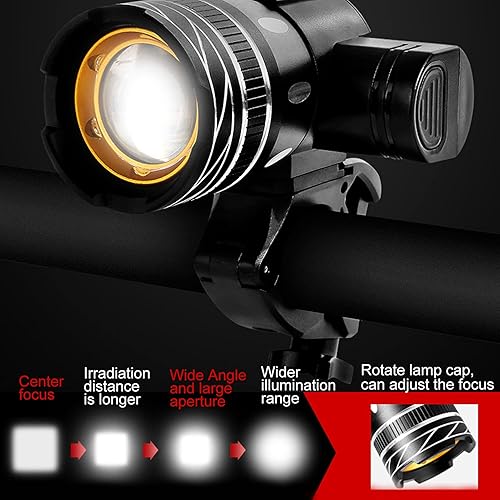 Miniatura 9 de Faros delanteros para manubrio de scooter, luces de bicicleta recargables por USB, kit de luces eléctricas para scooter de tercer engranaje, kit de