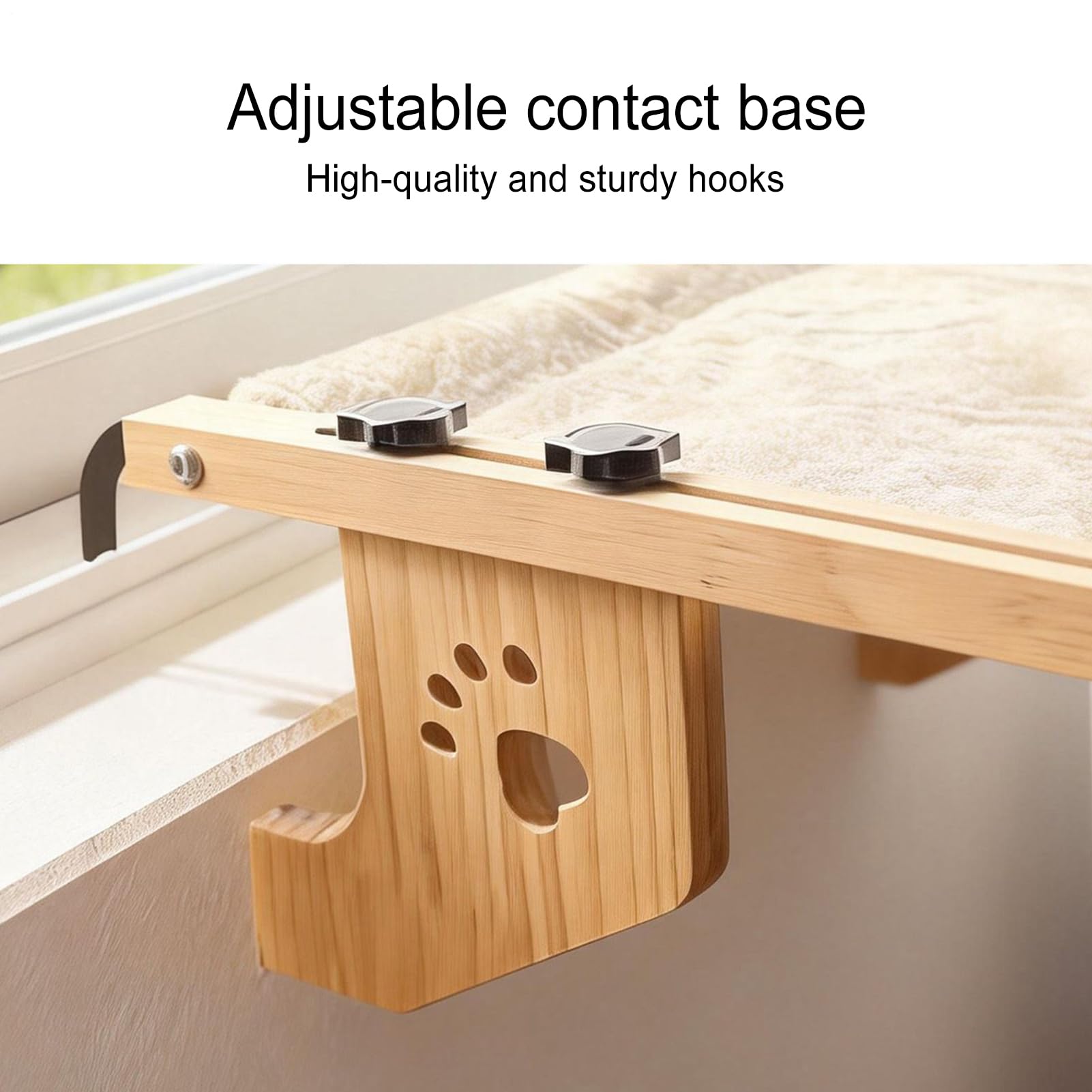 Hamaca De Ventana para Gatos - Reposadero de Madera para Descanso,con Una Suave para Hamaca De Ventana De Gatos En Interior - para Uso En Pared, Interior, Habitación, Apartamento Y Balcón