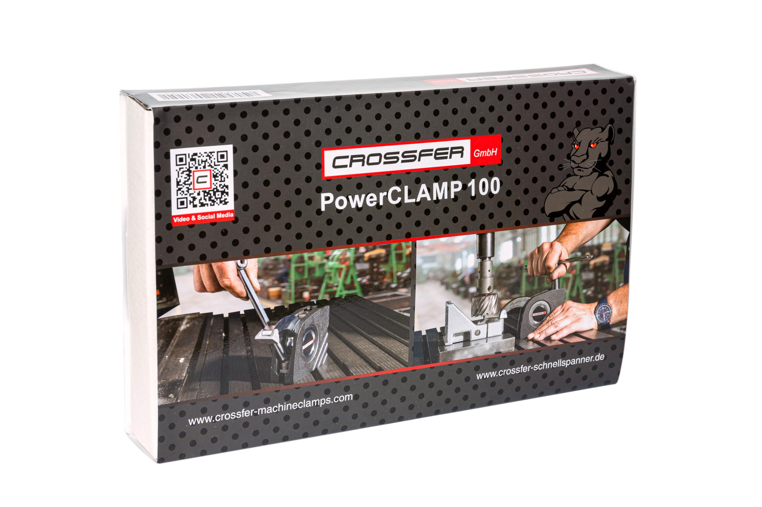 Maschinentischspanner PowerCLAMP 100 | Kompaktspanner | Spannelement | Schnellspanner | Inklusive Klemmschuhen, Schlüssel und T-Nutenstein | CROSSFER®