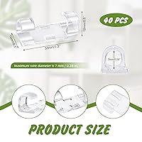 Vista 2 de Quacc 40 clips transparentes para organizar cables, clips autoadhesivos para cables, soportes de cables para PC, Ethernet, TV, automóvil, luz