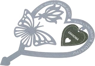 PAMINGONO Heart Shaped Butterfly Commemorative Plaque Metal Garden Stake with Easy Installation and Waterproof Feature for...