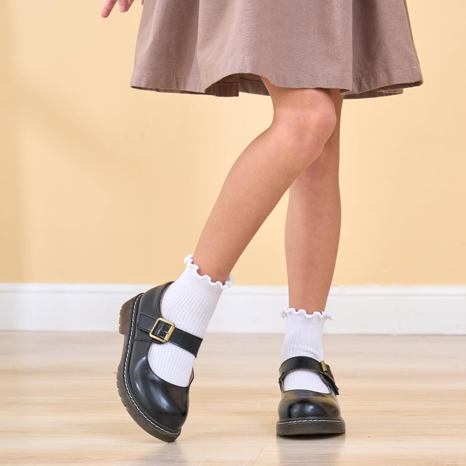 Mcool Mary Ruffle Socks for Girls Toddler School Uniform Kids Cotton Cute Frilly Ankle Socks 6 Pairs - Image 2