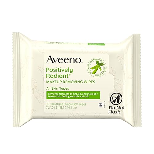 Toallitas removedoras de maquillaje Aveeno Positively Radiant, 25cada uno, paquete de de 1