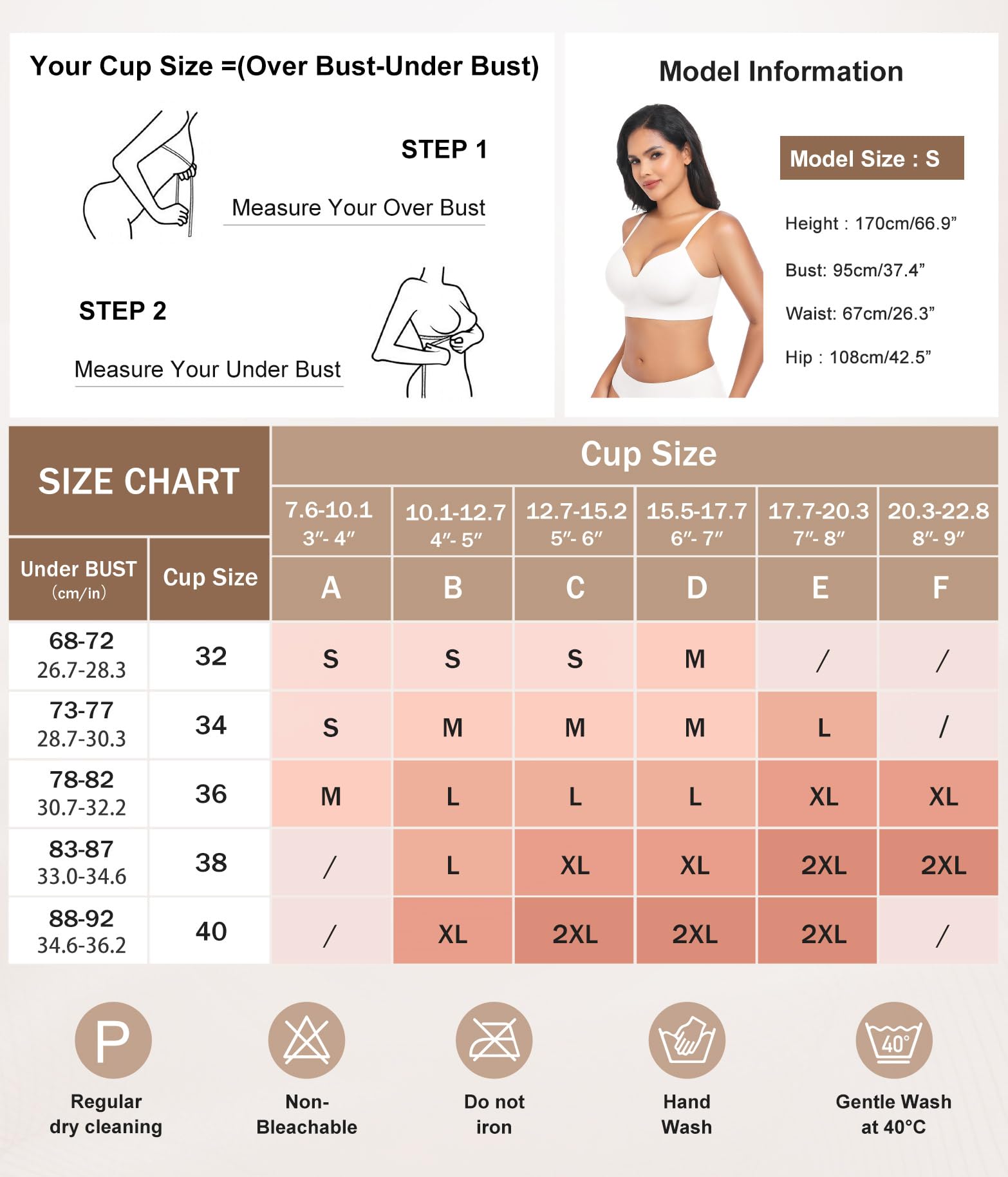 XJBTBA Biustonosze push-up dla kobiet Bez fiszbin Bez fiszbin Bez fiszbin Wsparcie Komfortowe biustonosze do spania dla pań Miękka koszulka Biustonosz bez fiszbin Regular i Plus Size