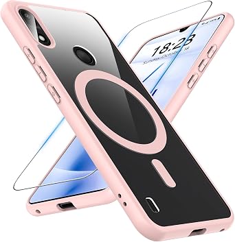 BESINPO Compatible with Gabb Phone 4 Case,Magnetic Shockproof with Tempered Glass Screen Protector, Military Grade Thin Slim Fit Cover,Pink