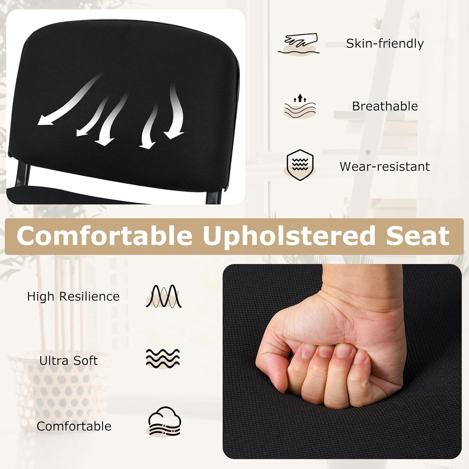 Giantex Set of 5 Conference Chair with Ergonomic Upholstered Seat, Protective Foot Pad, Elegant and Stackable Design for Home & Office, Waiting Room, Guest Room, 5 Pieces Reception Executive Chair Set