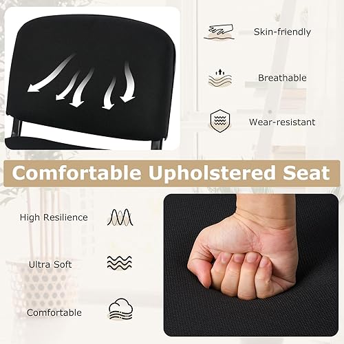 Miniatura 4 de COSTWAY Juego de 5 sillas de recepción de invitados, sillas de conferencia apilables con asiento tapizado y respaldo ergonómico, sillas de sala de