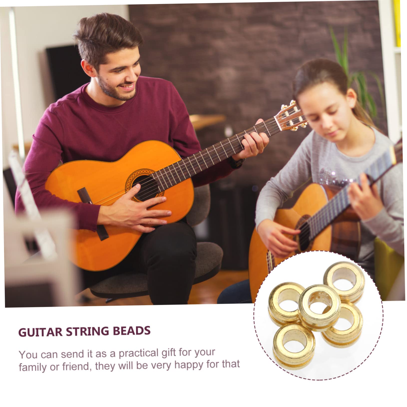 TOGEVAL 10pcs Guitar String Bead Action Gauge Zinc Alloy Folk Guitar String Beads Easy to Replace