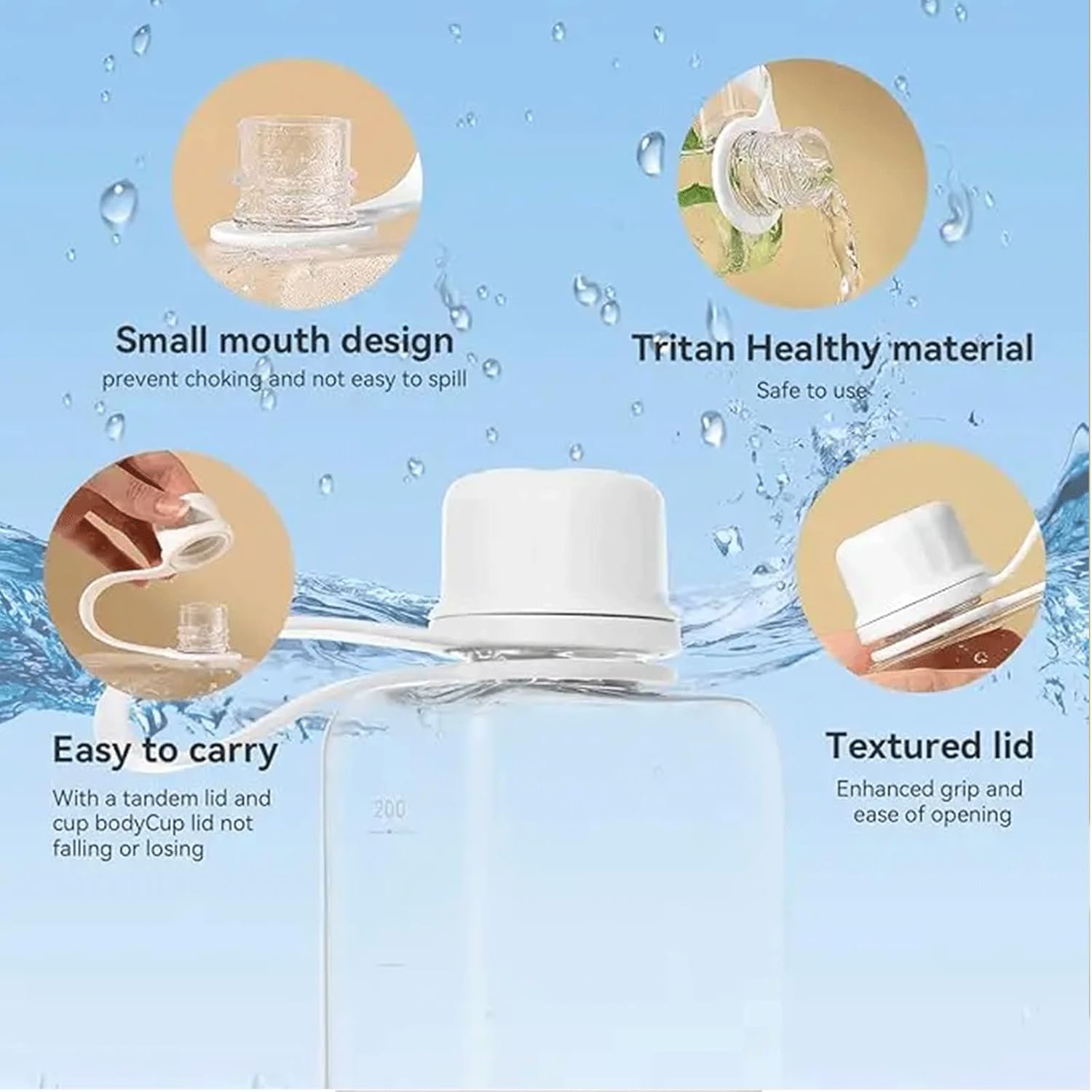 10.8 oz/320 ml Flat Travel Water Bottle, BPA Free Tritan Reusable Plastic Water Bottles Square Plastic Flask Pocket for Camping, Fitness, Outdoor Sports, Fits Purse and Pocket - Image 5