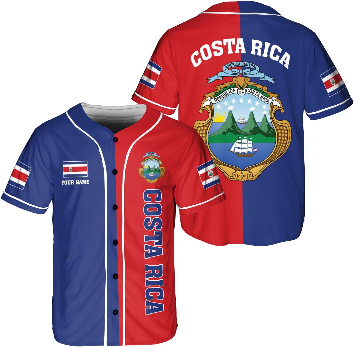 Personalized Costa Rica Baseball Jersey, Costa Rican Baseball Jersey for Men Women, Costa Rica Flag Jersey